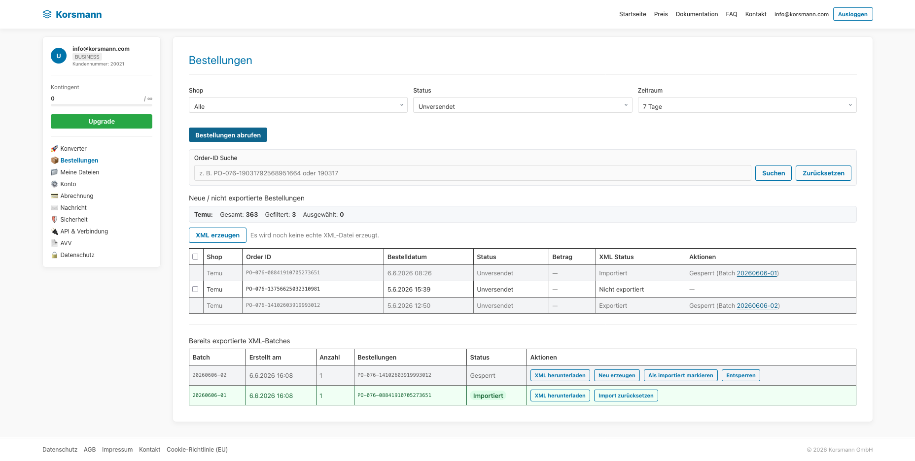 Korsmann Connector Dashboard